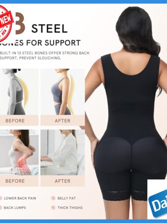 Full Body Shapewear Bodysuit Tummy Control Zipper Hooks 3XL - Picture 4 of 7